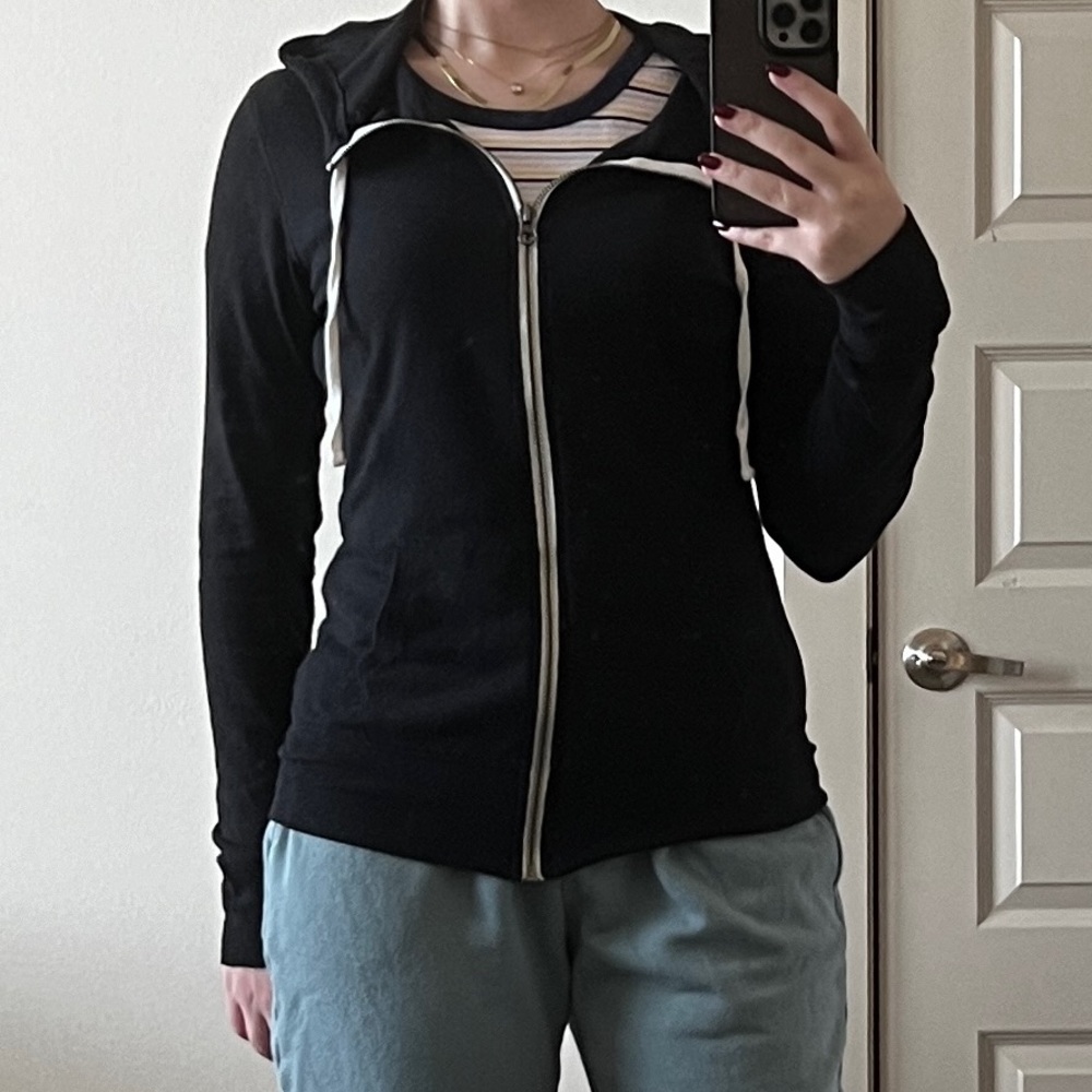 City Streets hoodie zip-up lightweight jacket workout sheer layering draw string